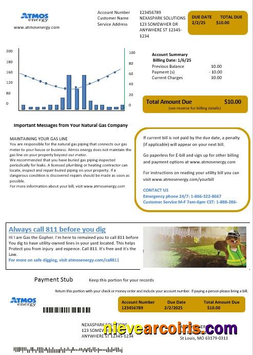 USA Virginia Atmos Energy business utility bill